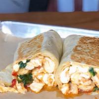 Yoga Pants Burrito · Egg whites, feta cheese, spinach, caramelized onion, roasted red peppers.