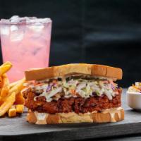 Homestyle Chicken Sandwich Combo · Combo includes, homestyle chicken sandwich, French fries, side of coleslaw and fountain drink