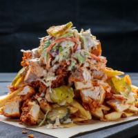 Loaded Fries · Loaded fries come with premium chicken, cheese sauce, coleslaw, special sauce, and pickles