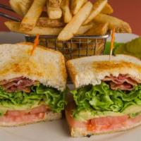 Avocado Blt · Bacon, avocado, lettuce, tomatoes, mayo, on grilled sourdough.