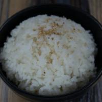 Steamed Rice · Steamed rice topped with sesame seeds.