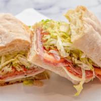 Italian Sandwich · Sopresata, capicola, finocchiona, mortadella, provolone, iceberg, red onion, tomato, pickle,...