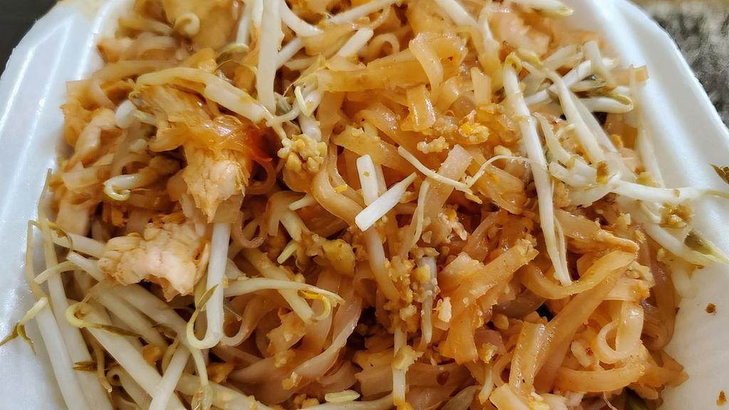 Pad Thai · Stir-fried rice noodles with bean sprout, egg, green onion, and ground peanut.