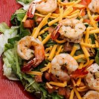Good Old Shrimp Salad · Grilled shrimp, avocado, lettuce, tomatoes, onions, cucumbers, hard boiled egg, croutons and...