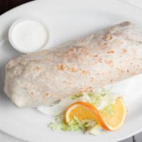Regular Burrito · Filled with choice of meat, rice, beans, and mild salsa. Wrapped in a flour tortilla.
