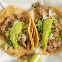 Carne Asada · Grilled Angus steak strips.
With Guacamole, Cilantro and Onions