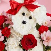 Love Pup · Celebrate your relationship with this cute gesture! Crafted from lasting white carnations, o...