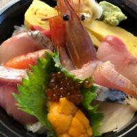 Premium Chirashi · Variety of seasonal sushi chefs choice of sashimi on sushi rice
Pick additional premium topp...