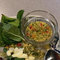 Koh Chang Salad · Shrimp, calamari and green mussel with onions, lime juice, cilantro slice, lemongrass, chili...