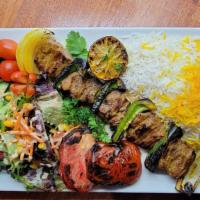 Shish Kabob · Succulent pieces of center-cut filet mignon, marinated and charbroiled.