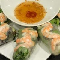 Spring Roll (2) · Shrimp, noodle, lettuce, cucumber, bean sprout and cilantro, wrapped in rice paper; served w...