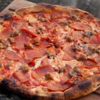 Gladiator · housemade italian sausage, molinari pepperoni, house red sauce, cheese blend