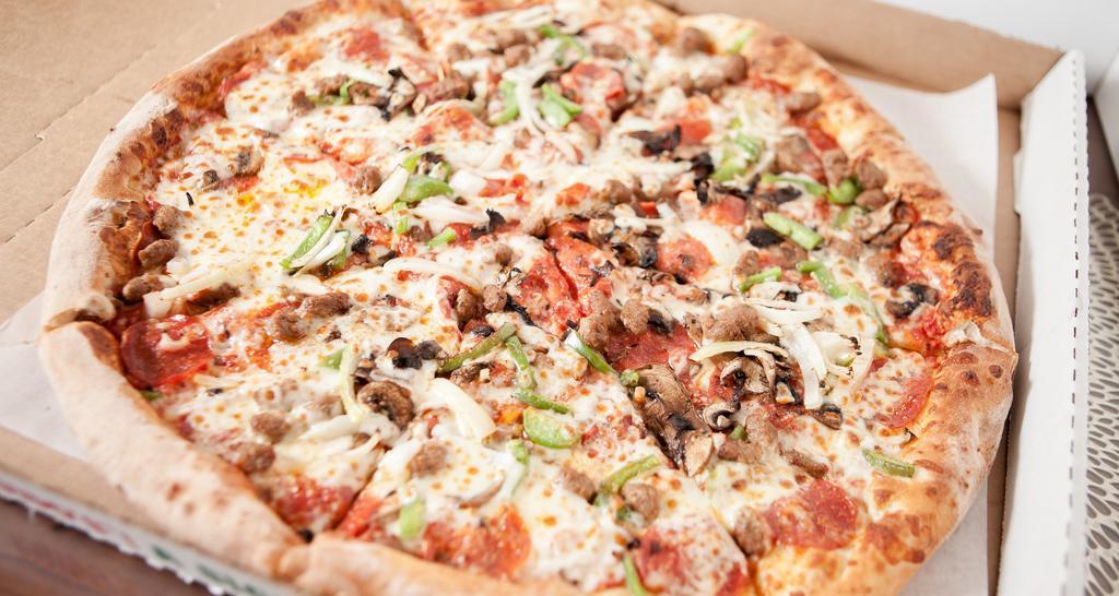 Guido'S Combo Pizza (10” Personal Pizza) (8 Slices) · Pepperoni, sausage, onion, mushroom, green pepper, black olives and extra cheese.