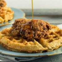 Extra Sweet Chicken & Waffles · Two slices of delicious chicken breast and two plain bagel waffles topped with extra cinnamo...