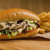 Mushroom Philly Cheese Steak · Thinly Sliced Steak Sandwich with grilled onion, bell pepper, fresh mushrooms, cheddar and m...