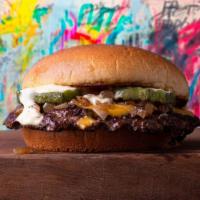 Smash Cheeseburger · Fine ground brisket, short rib, and angus chuck mix smashed patty, american cheese and our d...