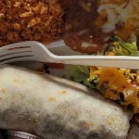 Lunch 3 · Burrito or chimichanga with choice of chicken, carne asada [steak] or carnitas (pork) served...
