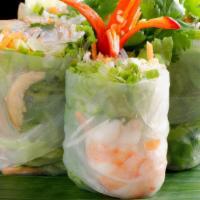 Fresh Rolls (2) · Rice paper stuffed with mixed greens, carrots, cucumbers, sweet basil and rice noodle served...