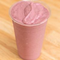 Legend Berry Smoothie · Dairy free, vegan, vegetarian. Açaí, strawberry, banana, maple almond butter, almond milk an...