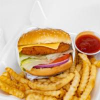 Chicken Burger · Fried chickens patty burger. BURGER ONLY