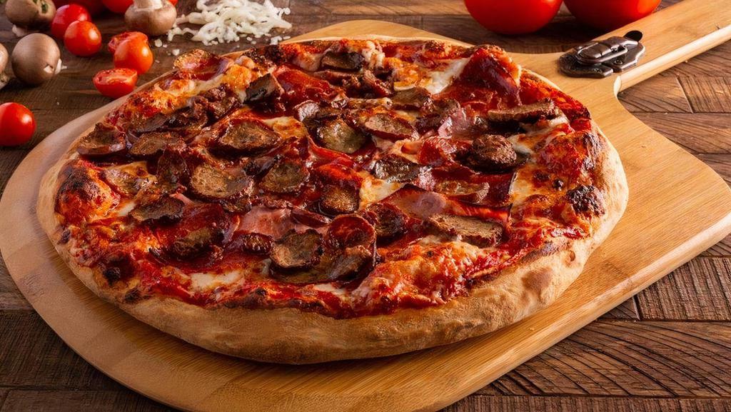 Meat Lovers Pizza  (Large) · Pepperoni, italian sausage, meatballs, ham, salami and mozzarella cheese.