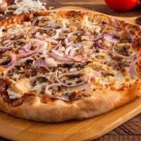 Ranch Chicken Pizza  (Medium) · Ranch dressing, chicken breast, mushrooms, red onions and mozzarella.