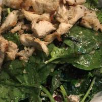 Small Spinach Salad · Spinach, arugula, dried cranberries, roasted walnuts, and goat cheese served with homemade I...