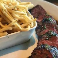 Steak Frites · 10 oz prime coulotte, housemade steak sauce, bearnaise sauce and shoestring fries