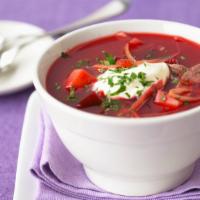 Borscht · Russian style hot vegetables soup with meat or not.
