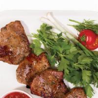 Beef Bbq · Marinated beef tenderloin skewered and charbroiled.
