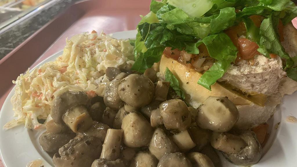 Tuna Plate · Served with 2 salads and garlic bread.