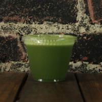 Green Healer · Nine ounce. Green apple, bok choy, wheatgrass, chard, and raw vegan phytoplankton.