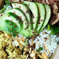Vegan Cobb Salad · Seasonal Greens, Tofu Scramble, Vegan Deli Slices (NOT Gluten-Free), Vegan Cheese, Onions, T...