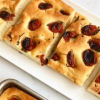 *Special: Cherry Tomato + Basil Focaccia · One large piece of Home made Vegan Focaccia - baked with cherry tomatoes and basil