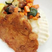 Chicken Milanese · Thinly breaded chicken breast. Served with your choice of two sides.