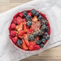 Berry Acai · Acai blend, granola, all fresh berries, flax seeds, chia seeds, hemp seeds, coconut, honey o...