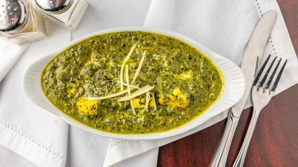 Saag Paneer · Vegetarian. Popular Indian recipe made with cottage cheese cubes gently simmered in a creamy spinach sauce infused with fragrant Indian spices.
