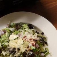House Dinner Salad · Spring mix with cucumbers, tomatoes, red onions and fresh parmesan. Your choice of ranch, bl...