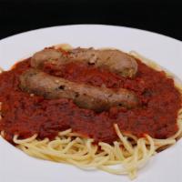 Pasta With Homemade Italian Sausage  · Served with meat sauce and 2 Sausage links
