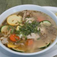 Homemade Chicken Soup · 1 quart of all natural-hormone-free chicken in our hearty special broth, fresh vegetables, s...