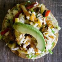 Grilled Veggie Taco · Grilled zucchini, yellow squash, bell peppers, poblano peppers, mushrooms and corn with avoc...