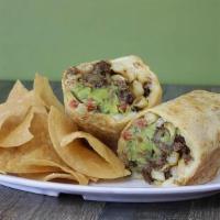California Burrito · Your choice of protein, guacamole, Jack cheese, sour cream salsa, pico de gallo, french frie...