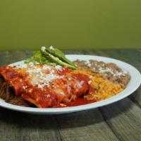 New! 3 Beef Barbacoa Enchiladas · Big portion of (3) corn tortillas wrapped with our shredded beef barbacoa & jack cheese topp...