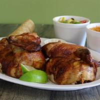Whole Chicken (2 Sides) · All natural-hormone free chicken marinated with garlic, citrus & spices served with garlic p...