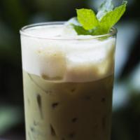 Matcha Latte · Matcha green tea in soy milk, sweetened with honey.