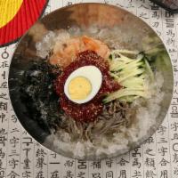 Makgoogsoo  Water/춘천 막국수 물  · With cold soup or spicy sauce,   Buckwheat cold noodles.