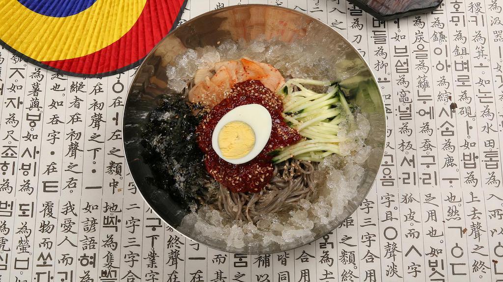 Makgoogsoo  Water/춘천 막국수 물  · With cold soup or spicy sauce,   Buckwheat cold noodles.