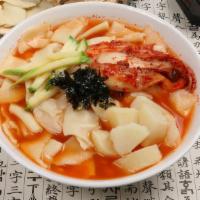  Kimchi / 김치수제비  · Pull dough morsel with kimchi soup.