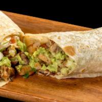 Carnitas Burrito · Diced pork, guacamole, pico de gallo.