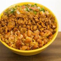 Carne Asada Bowl · Carne asada and pico de gallo. Include pinto beans and rice.